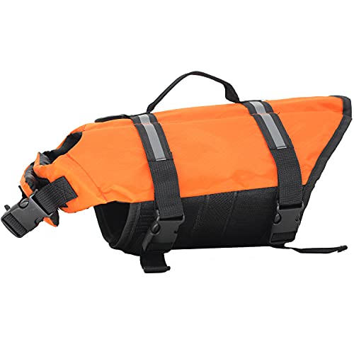 Chaleco Salvavidas para Perros para Dog Vest Life Jacket Entrenamiento de natación de Perros con Cierres de Clic Ajustables y Tiras Reflectantes, Disponible en 5 tamaños Diferentes, Naranja, XS