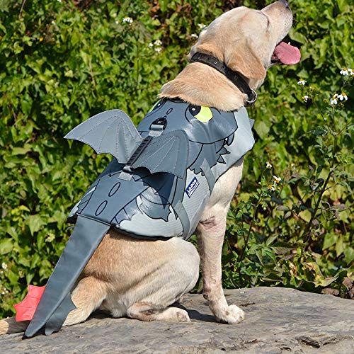 Chaleco Salvavidas para Perros, Salvavidas para Mascotas Ajustable Fly Dragon Duradero, Chalecos De Seguridad De Verano con Asa De Rescate para Perros Pequeños, Medianos Y Grandes,L