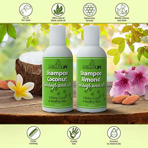 Champú de Aceite de Coco para Perros & Gatos 250ml - Árbol de Té Etéreo & Aceite de Romero - Nutriente - Fácil de Peinar - Olor Agradable