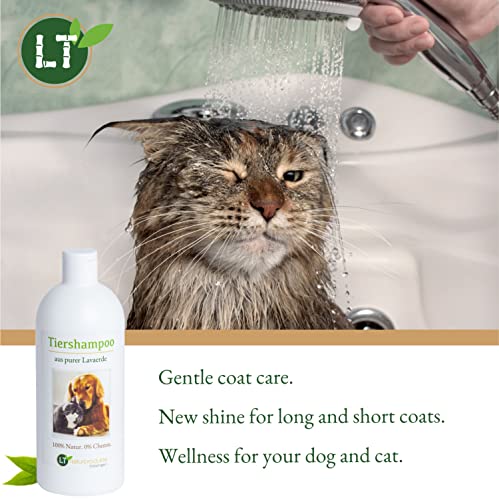 Champú para animales | Orgánico | Libre de químicos y jabones | Hipoalergénico | Contra el picor | Con tierra de lava marroquí original | 500 ml | Para pelos cortos y largos