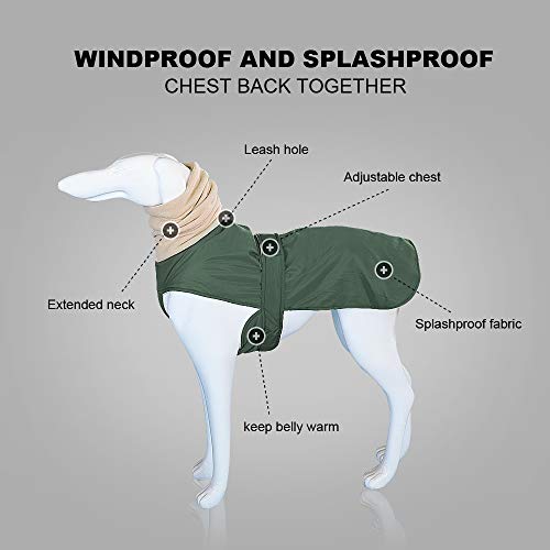 Chaqueta de Invierno Impermeable para Perros con Bufanda de Cuello Alto, Abrigos para Mascotas con Forro Polar Suave y cálido, Resistente al Viento Ropa para Exteriores para Perros medianos y Grandes