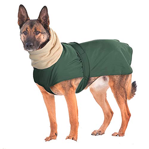 Chaqueta de Invierno Impermeable para Perros con Bufanda de Cuello Alto, Abrigos para Mascotas con Forro Polar Suave y cálido, Resistente al Viento Ropa para Exteriores para Perros medianos y Grandes