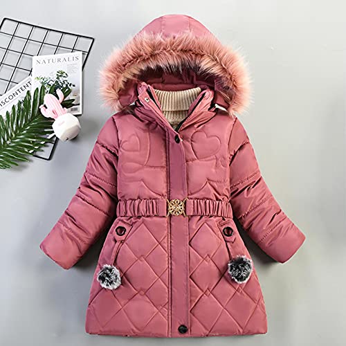 Chaqueta de plumón para niña, abrigo cálido con capucha, ropa infantil, resistente al viento, ropa de invierno para agosto de 3 años de edad, Rosa intenso., 140 cm