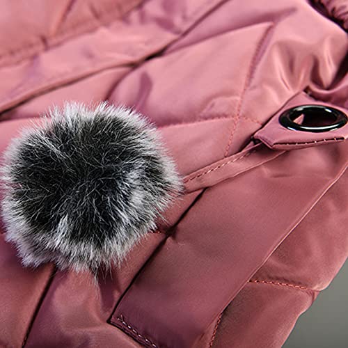 Chaqueta de plumón para niña, abrigo cálido con capucha, ropa infantil, resistente al viento, ropa de invierno para agosto de 3 años de edad, Rosa intenso., 140 cm