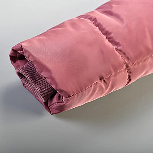 Chaqueta de plumón para niña, abrigo cálido con capucha, ropa infantil, resistente al viento, ropa de invierno para agosto de 3 años de edad, Rosa intenso., 140 cm