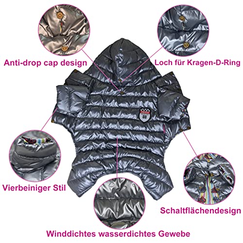 Chaqueta de plumón para perros con capucha para mascotas, ropa cálida para otoño e invierno, mono de cuatro patas, pequeño abrigo para perros, gatitos, sudaderas con capucha, de algodón (16#)