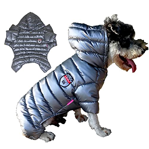 Chaqueta de plumón para perros con capucha para mascotas, ropa cálida para otoño e invierno, mono de cuatro patas, pequeño abrigo para perros, gatitos, sudaderas con capucha, de algodón (16#)