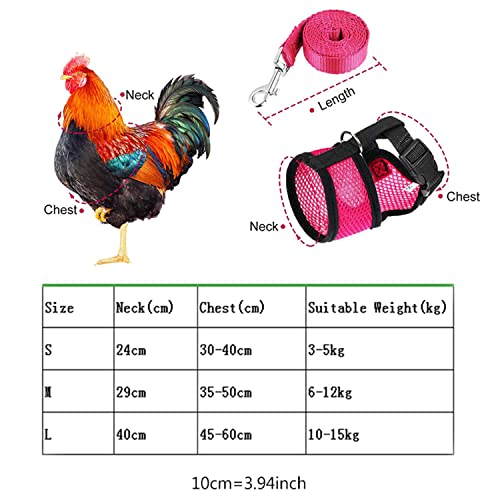 CHENGBEI Correa de Pollo Ajustable para gallinas Pato Cachorro Gallo arnés con Correa Transpirable cómodo arnés para S/M/L arnés de Gallo con Correa Grande