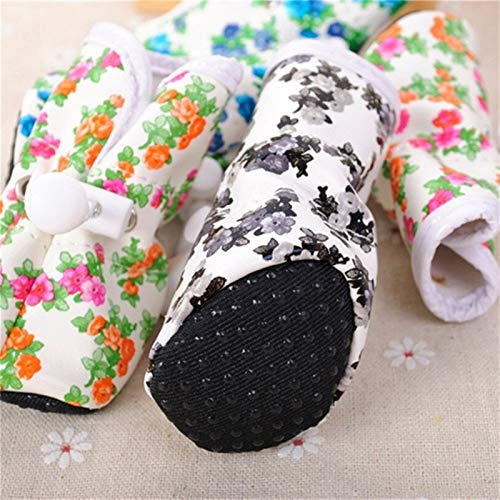 CHENGTAO Zapatos Antideslizantes For Perros Gatos 4pcs / Set Impermeable De Los Zapatos De Lluvia Botas Floral del Perro Perro De Perrito De Las Zapatillas De Deporte For Mascotas Duradero