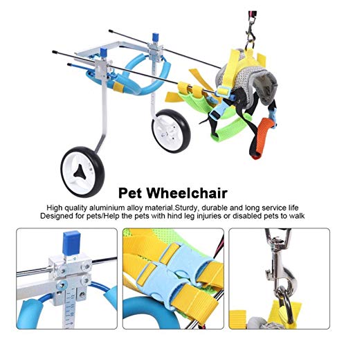 CHENJIAO Perro Silla De Ruedas Silla De Ruedas Aleación De Aluminio Plata Doble Rueda del Perro Casero Discapacitados Asistida Paseo De Coches Hind Pierna Perros Adiestramiento con Clicker