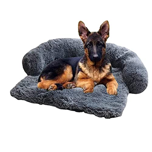 chenyu Sofá de cama para perro calmante y antiansiedad, suave alfombra para perro, cojín lavable, protector de cama para mascotas para perros y gatos (M, gris oscuro)