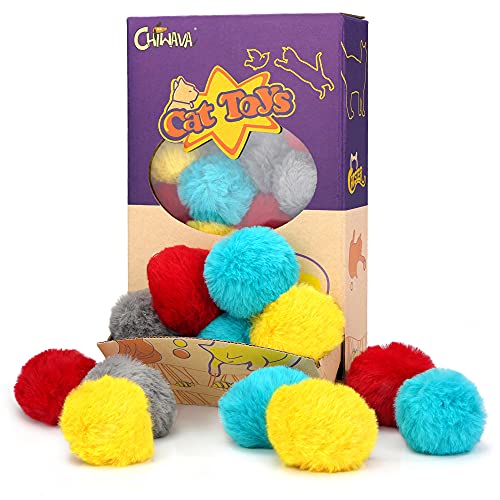 Chiwava 24 Paquetes 1,8 Pulgadas Bola de Juguetes de Gato Peludo Bola Suave de Hierba gatera Persecución de Actividades para Gatitos Juego silencioso Colores Variados