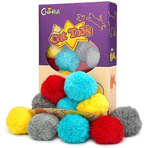 Chiwava 24 Paquetes 1,8 Pulgadas Bola de Juguetes de Gato Peludo Bola Suave de Hierba gatera Persecución de Actividades para Gatitos Juego silencioso Colores Variados