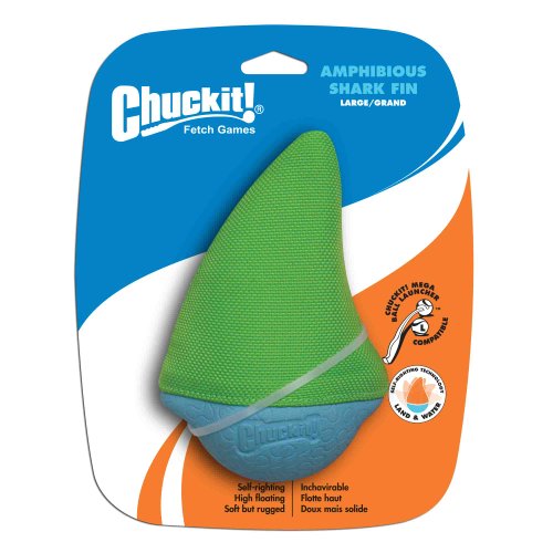 Chuckit! 185001 Amphibious Shark Fin Pelota Flotante para Perros, Compatible con el Lanzador, L