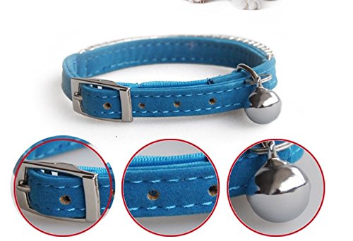 CHUKCHI Collar para gato, de terciopelo suave, diseño de brillantes con cascabel