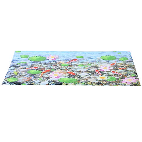 Cikonielf Póster Adhesivo de PVC para pecera, Estanque de Loto, Acuario Koi, póster de Fondo de 122X50 CM, póster de Fondo para terrario