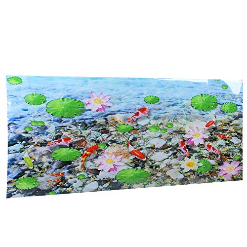 Cikonielf Póster Adhesivo de PVC para pecera, Estanque de Loto, Acuario Koi, póster de Fondo de 122X50 CM, póster de Fondo para terrario