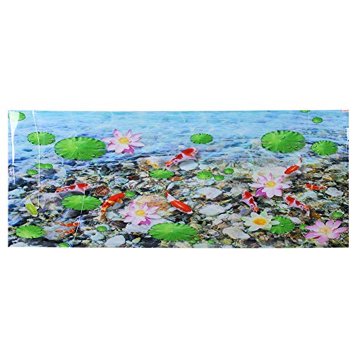 Cikonielf Póster Adhesivo de PVC para pecera, Estanque de Loto, Acuario Koi, póster de Fondo de 122X50 CM, póster de Fondo para terrario