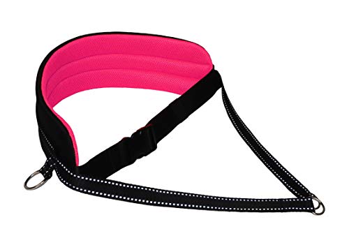 Cinturón abdominal para Canicross Dogtrekking Ski-Jöring Touren Perro Deporte Negro Rosa Neón