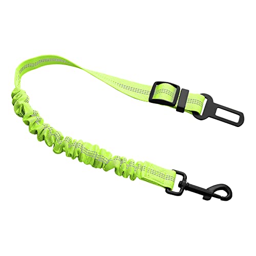 Cinturón de Seguridad de Perro, Ajustable Correa de Perro con Elástico Nylon y Hilos Reflectantes para Perros y Gatos y Coche de Diferente Las Tipo (Verde)