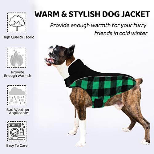 CITÉTOILE Abrigo de Perro Impermeable, Abrigo Reversible para Perro a Cuadros para Perros pequeños, medianos y Grandes, Chaqueta de Perro