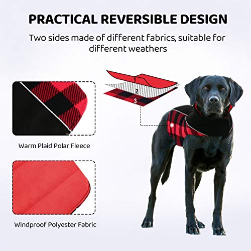 CITÉTOILE Abrigo de Perro Impermeable, Reversible para Perros pequeños, medianos y Grandes, Chaqueta de Perro Caliente con Agujero para arnés, Chaqueta Reflectante para Mascotas para Invierno