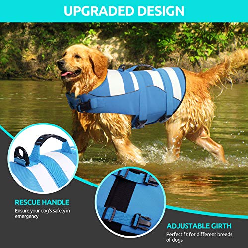 CITÉTOILE Chaleco Salvavidas para Perros Grande Ajustable, Chalecos Flotantes para Perros con Asa para la Seguridad del Perro Mientras Nada o en Remo/Canoa/Kayaks, XXL