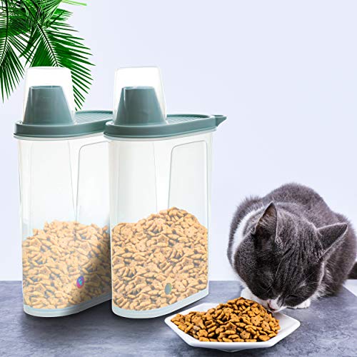 Citylife Contenedor hermético de alimentos para perros con taza medidora y boquilla para perros, gatos, pájaros, 2 unidades