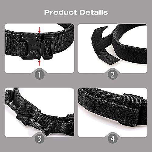 CJBIN Collar Perro Ancho, Negro Nailon Militar Ajustable Collar de Adiestramiento Para Perros con Mango de Control, Collar Para Perros Grandes Para Perros Medianos o Grandes (Código L)