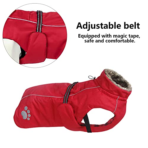 CJCSM Chubasquero para Perros, Chaqueta Impermeable para Perros cálida de Invierno con Forro Polar, Mono para Cachorros con Lluvia Reflectante Poncho para la Lluvia (Red X)