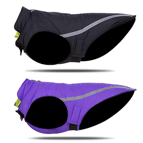 CJCSM Chubasquero para Perros, Chaqueta Impermeable para Perros Chubasquero con Capucha para Perros Mono para Cachorros Poncho de Lluvia con Forro Polar cálido (Purple Small)