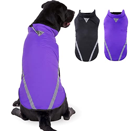 CJCSM Chubasquero para Perros, Chaqueta Impermeable para Perros Chubasquero con Capucha para Perros Mono para Cachorros Poncho de Lluvia con Forro Polar cálido (Purple Small)