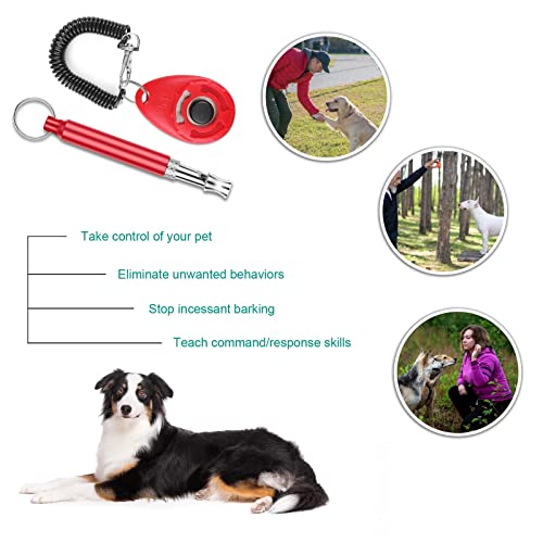 cobee Silbato de entrenamiento para perros y clicker, clicker profesional para entrenamiento de perros, detiene el ladrido, silbato para perro con cordón para entrenamiento de cachorros(rojo)