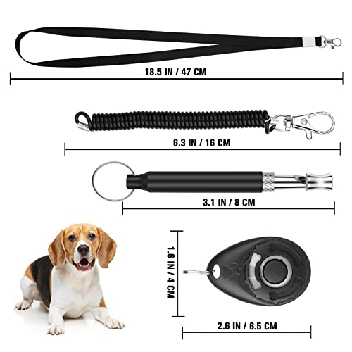 cobee Silbato y clicker de entrenamiento para perros, silbato de perro profesional con cordón para entrenamiento de cachorros de señuelo (Negro)