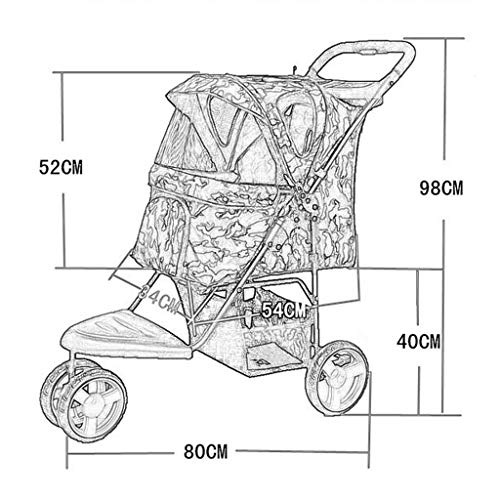 Cochecito para Perros Carro para Mascotas Cochecito de mascotas para perros pequeños 3 ruedas jaula cochecito recorrido portátil portátil paseando carrito para perros gatos ( Color : Multi-colored )