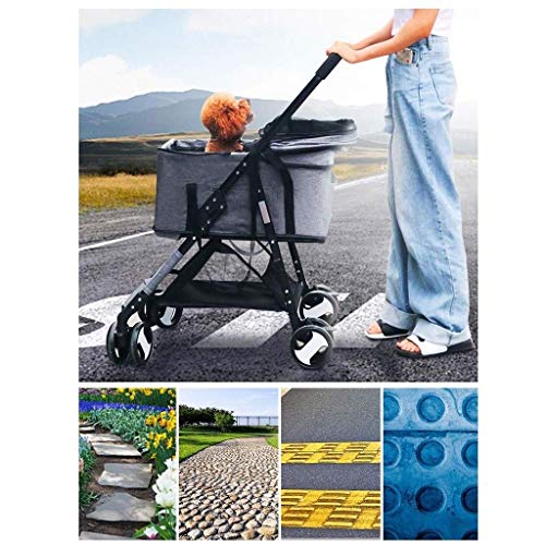 Cochecito para Perros Premium 4 Ruedas Cochecitos Mascotas para Perros Peque?os/Gatos, Perro Cochecito Ni?o del Cochecito Carrier Multidireccional Dise?o Vent (Color : Gray)