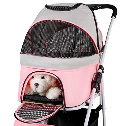 Cochecito Transporte Mascota Blanco 4 Ruedas Cochecito for mascotas jaula de perro gato cochecito plegable de viaje separar la luz Gato hacia fuera carro portátil Carrier Remolque Bicicleta Perros Car