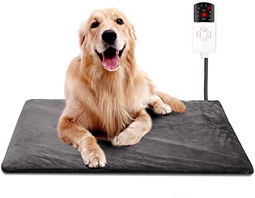 Cojín calefactor para animales de compañía, 70 x 45 cm, calefactor eléctrico para perros y gatos, alfombrilla calefactora impermeable con temporizador y termostato