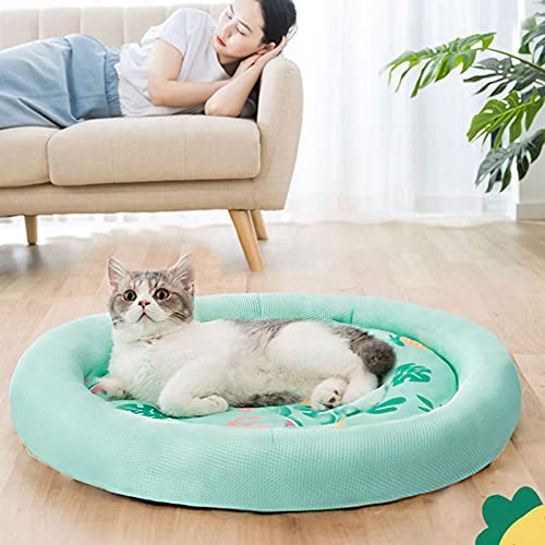 Cojín frío para perros Alfombrilla de enfriamiento transpirable Almohadilla de verano para mascotas Perros pequeños Gatos Perrera Manta redonda Cachorro Dormir Cama de hielo Colchón-gris, S, Francia