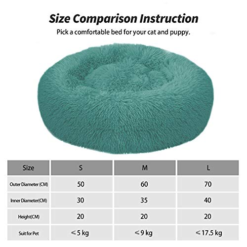 Cojín para cama redonda para gato y perro (varios tamaños) – Cesta para pájaros cómoda y extraíble – Almohada relajante de peluche suave para gato y perro, fondo resistente al agua