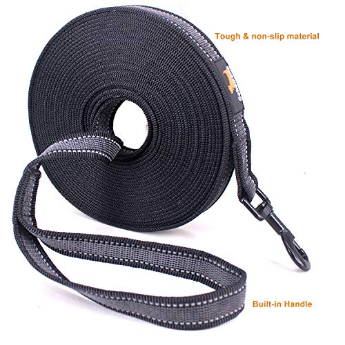 Cokomono Correa de Adiestramiento para Perros, Correa Perro Larga, Cuerda para Perros Manos Libres, Correa Resistente Fuerte para Camping Paseo, 5m Negro