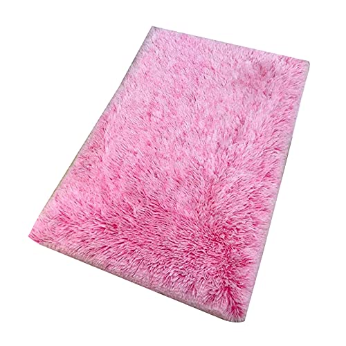 Colchón ortopédico grande de espuma viscoelástica para perro, cama mullida de felpa para perro, cama para mascotas antiansiedad, calmante, cama desmontable y lavable (75 x 50 x 6 cm, rosa)