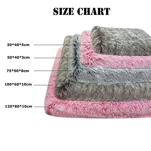 Colchón ortopédico grande de espuma viscoelástica para perro, cama mullida de felpa para perro, cama para mascotas antiansiedad, calmante, cama desmontable y lavable (75 x 50 x 6 cm, rosa)