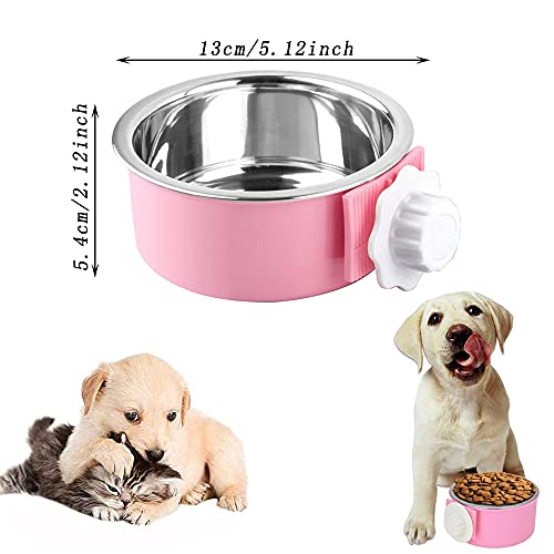 Colgando Cuenco Comedero,2 Piezas Cuenco de Jaula para Perros 2 en 1,Cuenco Extraíble para Perros,Tazón de Comida de Doble Propósito para Colgar y Aterrizar para Gato,Conejo,Pájaro(Azul,Rosa)