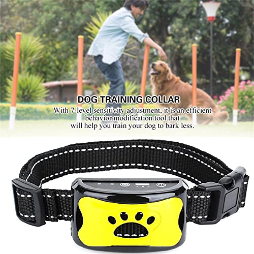 Collar De Adiestramiento para Perros Collar De Nailon Recargable con Dispositivo Antiladridos por Vibración Collares Antiladridos Automático para Perros Pequeños, Medianos y Grandes (A)