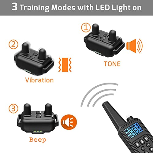 Collar de Adiestramiento para Perros con Control Remoto de 1000m, Collar Antiladridos Recargable con Vibración y Sonido