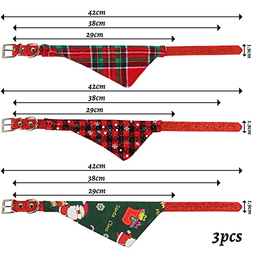 Collar de Bandana para Perros Hillylolly 3 Piezas Collar Gato Bandana, Bandana Perro de Navidad, Pañuelo para Perros Navidad, Bufanda de Perro, Bandanas de Perros de Navidad, para Mascotas Dress Up