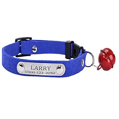 Collar de Gato Personalizado Ultraligero Collares para Gatos con Cascabeles y Hebilla Seguro de Liberación Rápida Collar de Gatito de Tamaño Ajustable