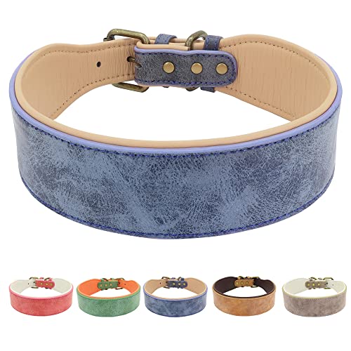 Collar De Perro Collar De Cuero Personalizado Para Perros, Collares Anchos Y Acolchados Para Identificación De Mascotas, Collares Con Nombre De Perros Con Impresión Gratuita Para Perros Medianos Gran