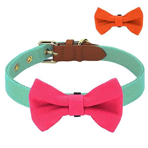 Collar De Perro Collar De Nailon para Perros con Lazo, Bonito Collar De Collares para Cachorros Y Gatos, 2 Accesorios De Pajaritas para Perros Pequeños Medianos, Gatos, Chihuahua